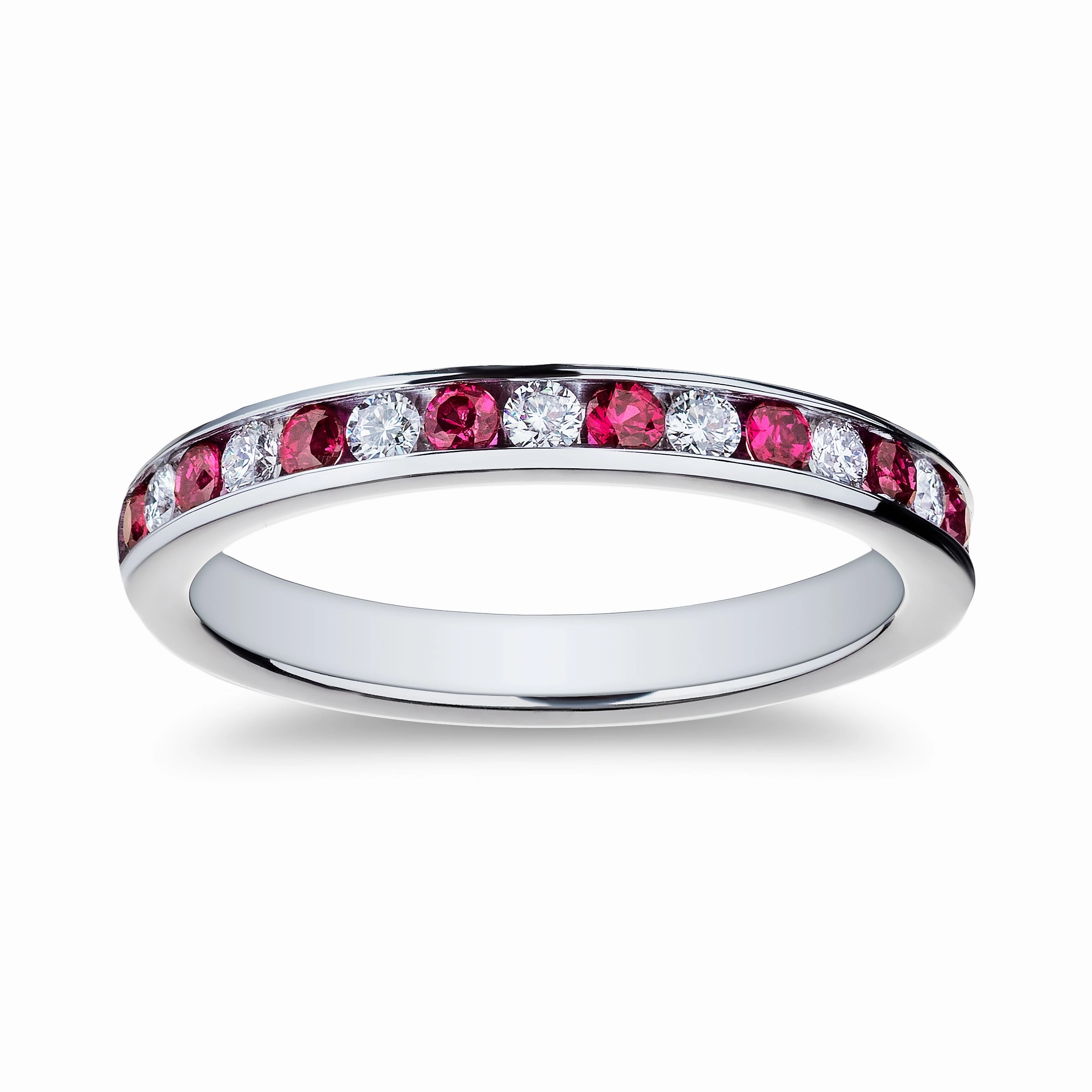 Bremer Jewelry Ruby and Diamond Channel Set Ring in Platinum (0.58ctw) Shining Sparkle