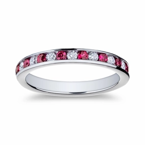 Bremer Jewelry Ruby and Diamond Channel Set Ring in Platinum (0.58ctw) Shining Sparkle
