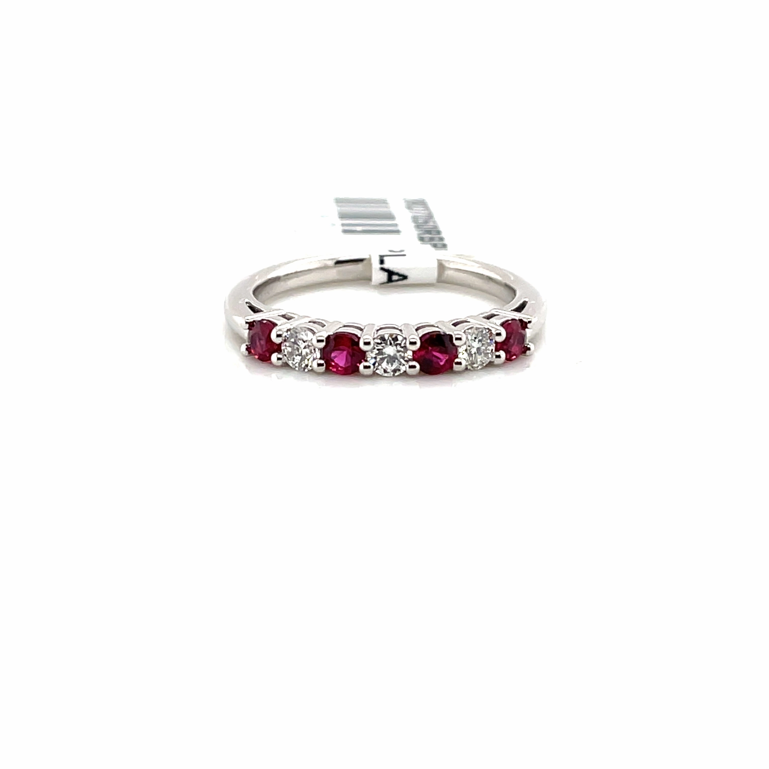 Urban Fit Bremer Jewelry Ruby and Diamond Half Anniversary Fashion Ring in Platinum (0.66xctw)