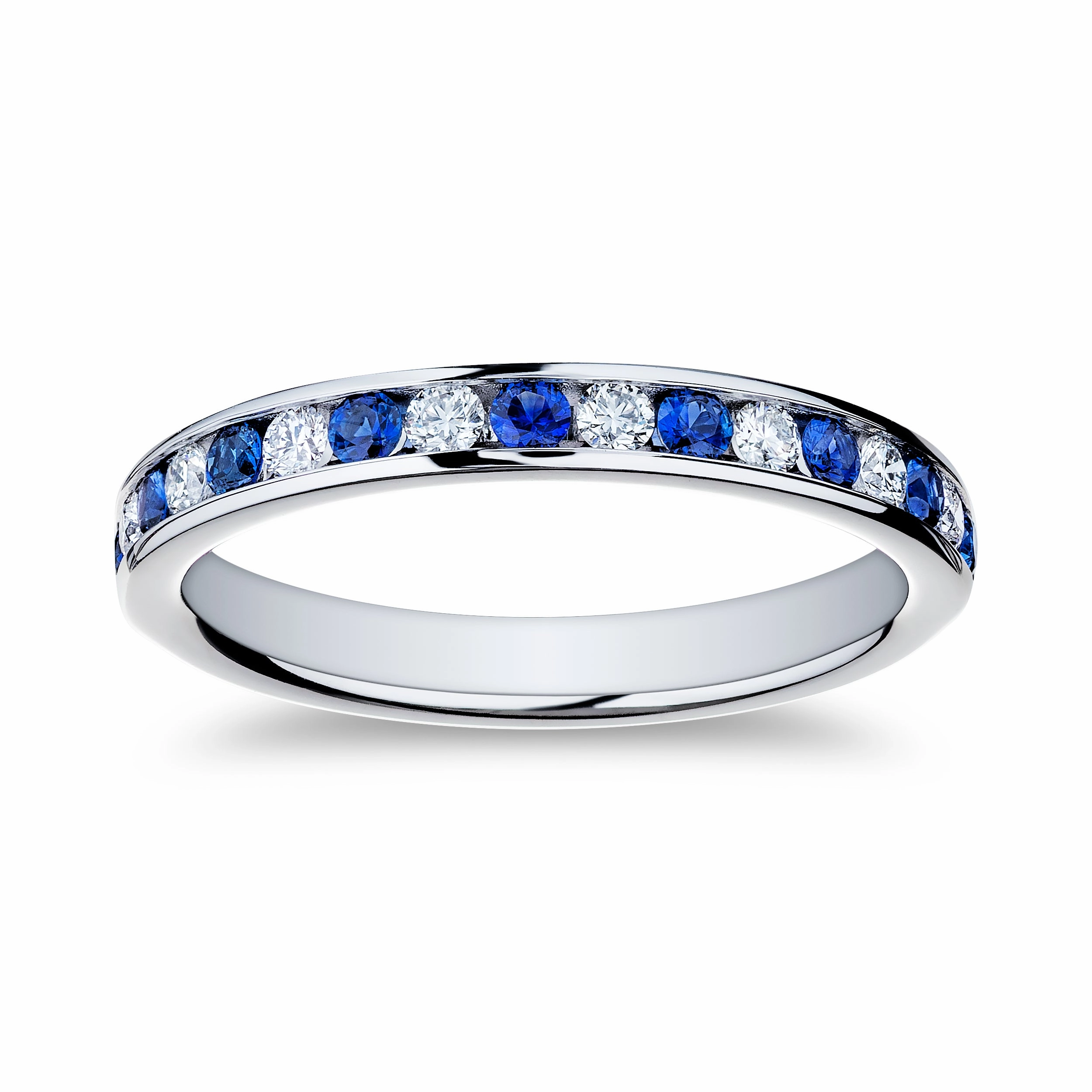 Bright Accent Bremer Jewelry Sapphire and Diamond Channel Set Ring in Platinum (0.58ctw)