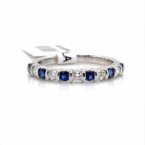 Flawless Accent Lustrous Glow Bremer Jewelry Sapphire and Diamond Half Anniversary Fashion Ring in Platinum (0.64ctw)