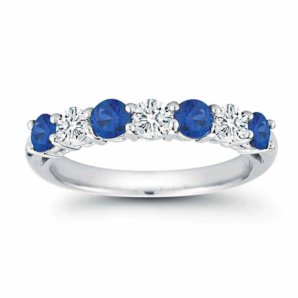 Elegant Style Pieces Bremer Jewelry Sapphire and Diamond Half Anniversary Fashion Ring in Platinum (1.17ctw)