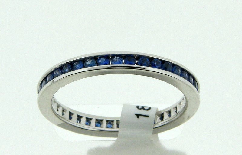 Elegant Beauty Bremer Jewelry Sapphire Anniversary/Eternity Fashion Ring in 18K White Gold (.76ctw)