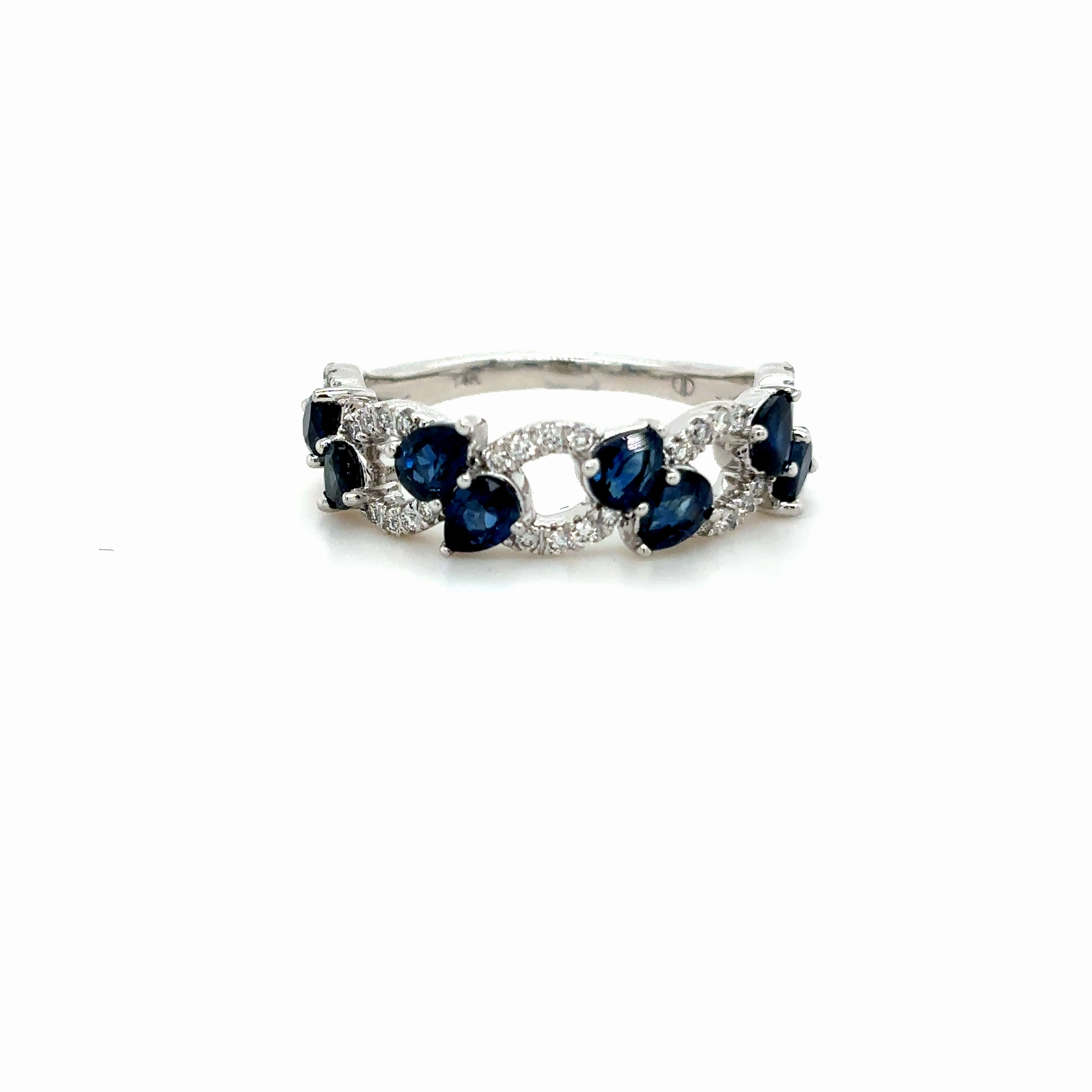 Subtle Finish Bremer Jewelry Sapphires and Diamonds Half Anniversary Fashion Ring in 14K White Gold (2.00ctw)