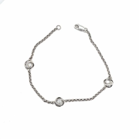 Bremer Jewelry Station Diamond Bracelet in 925 White Sterling Silver (.05ctw) Everyday Detail Precious Glow