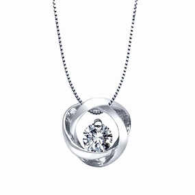 High-End Quality Bremer Jewelry Time and Eternity Sterling Silver Round Shape Diamond Solitaire Pendant with a Sterling Silver Box Necklace (0.10ctw)