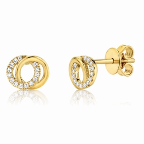 Modern Fit Bold Craftsmanship Bremer Jewelry You   Me Diamond Stud Earrings in 14K Yellow Gold (0.09ctw)