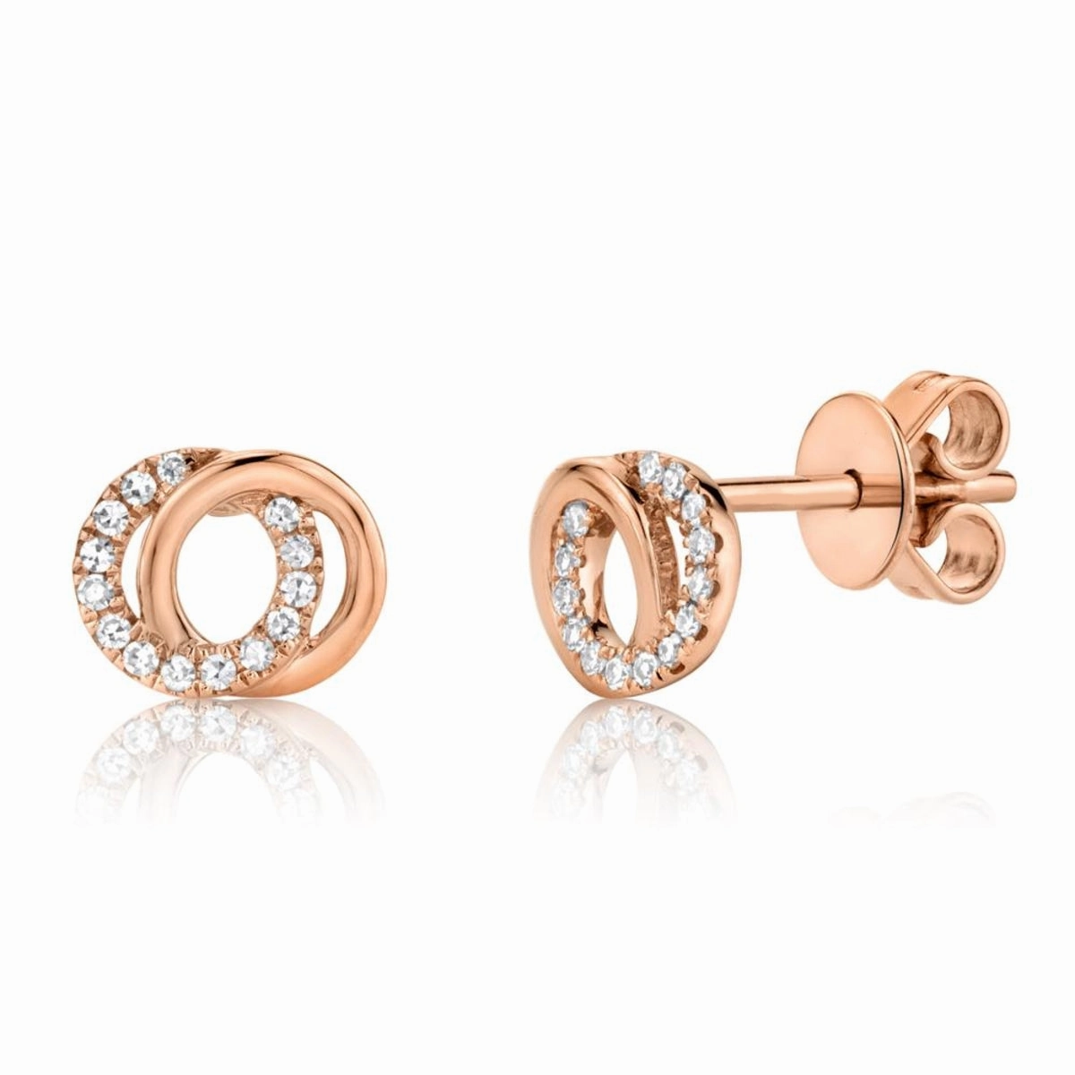 Bremer Jewelry You & Me Round Small Hoop Diamond Earrings in 14K Rose Gold (0.09ctw) Romantic Edge everyday elegance