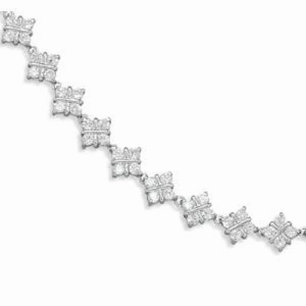 Bridal Necklace 164 Cubic Zirconia X Kisses Rhodium Over Sterling silver Minimal Look For Him