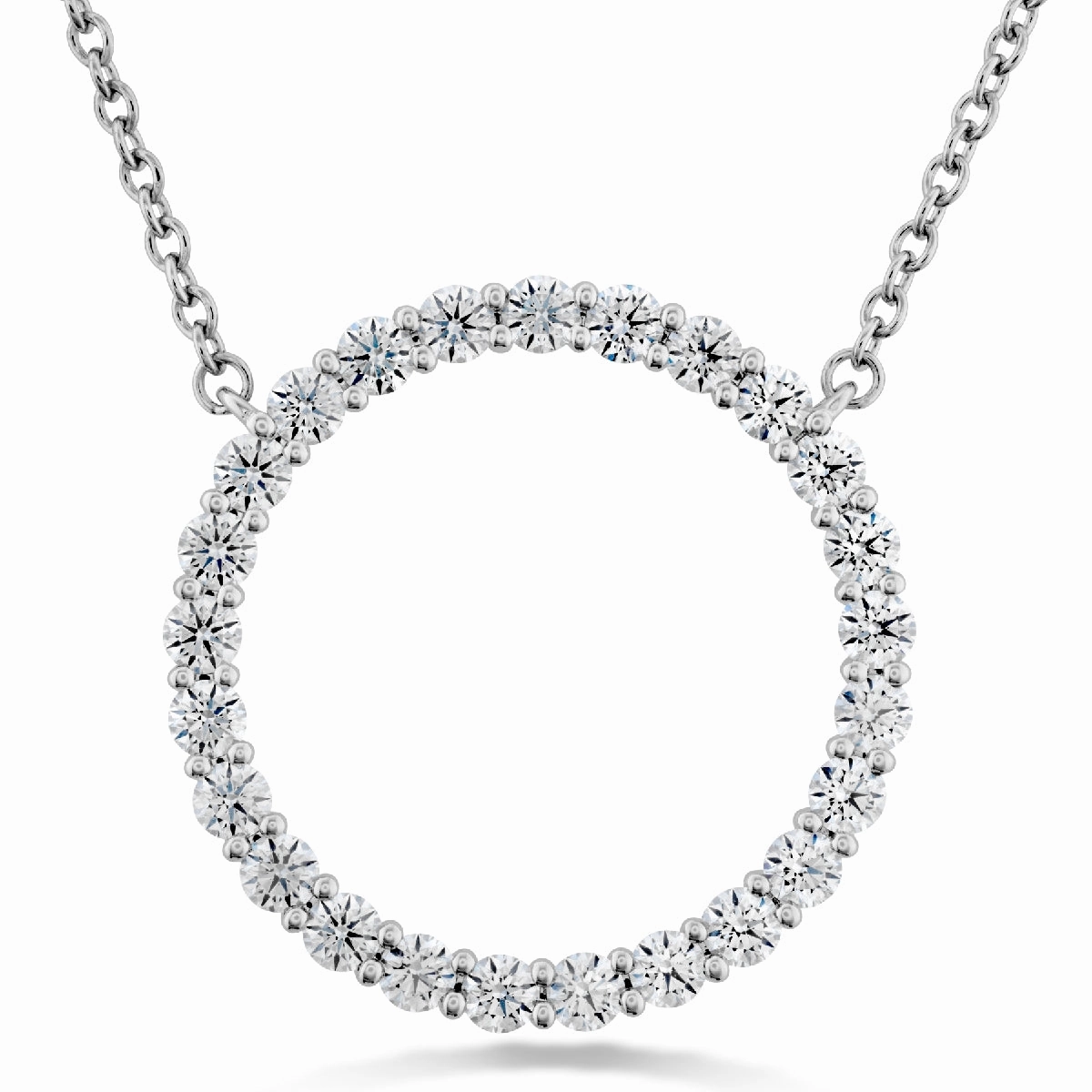Hearts On Fire Signature Circle 18K White Gold Round Shape Diamond Circle Pendant Large (0.65ctw) Distinctive Highlight Contemporary Layer