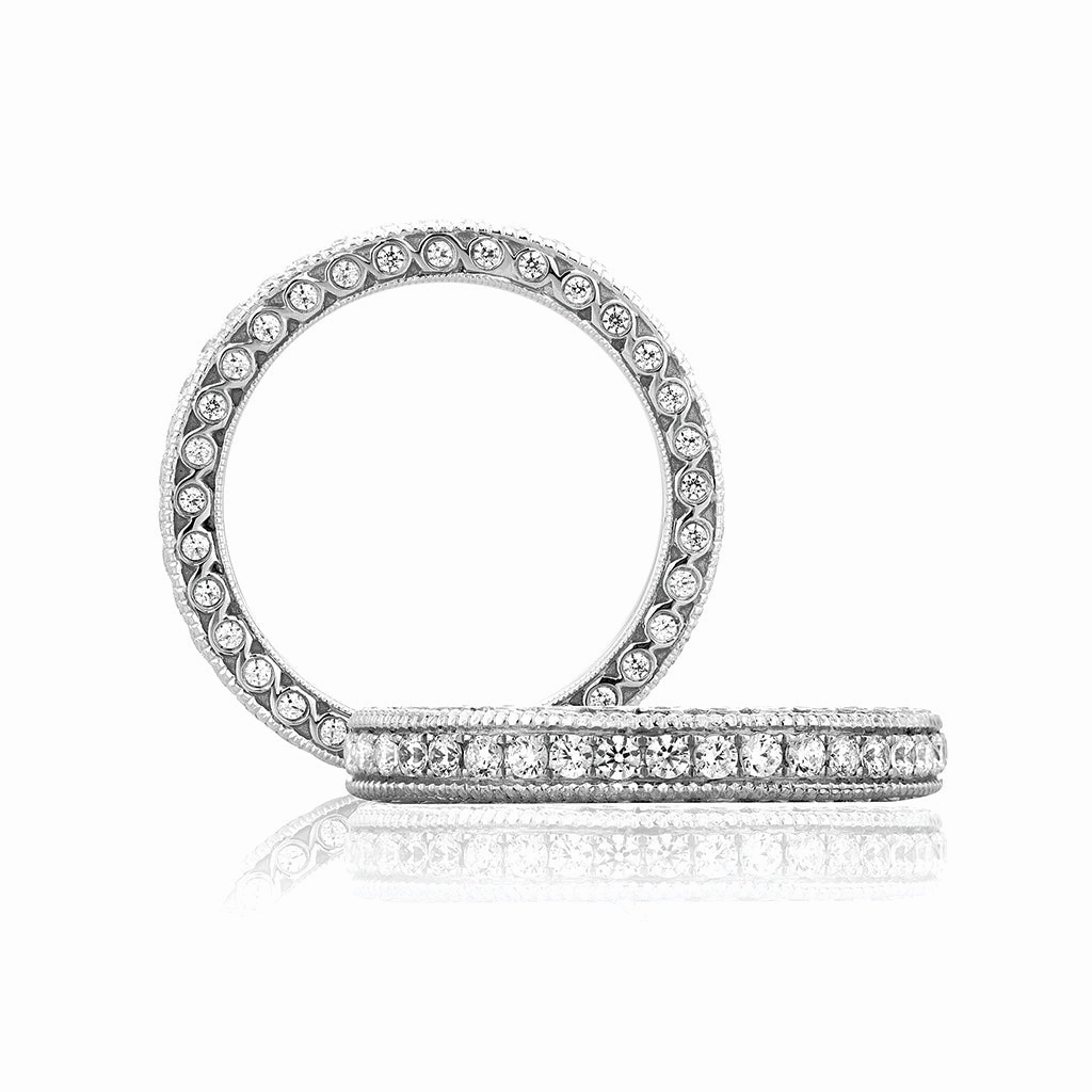 A. Jaffe Art Deco Eternity Diamond Wedding Band in White Gold All Occasion Pretty Pair