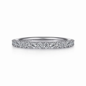 Sorrento - 14K White Gold Shared Prong Set Diamond Wedding Band - 0.5ct Glistening Accent