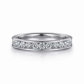 Spring Mood Dainty Edge Toledo - 14K White Gold Channel Set Diamond Wedding Band - 0.75ct