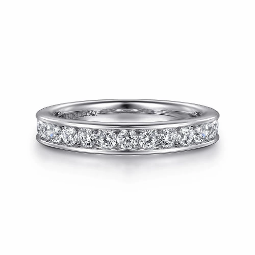 Spring Mood Dainty Edge Toledo - 14K White Gold Channel Set Diamond Wedding Band - 0.75ct