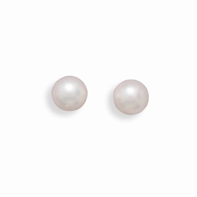 Akoya Cultured Pearl Stud Earrings 14k White Gold Post Large Decoration