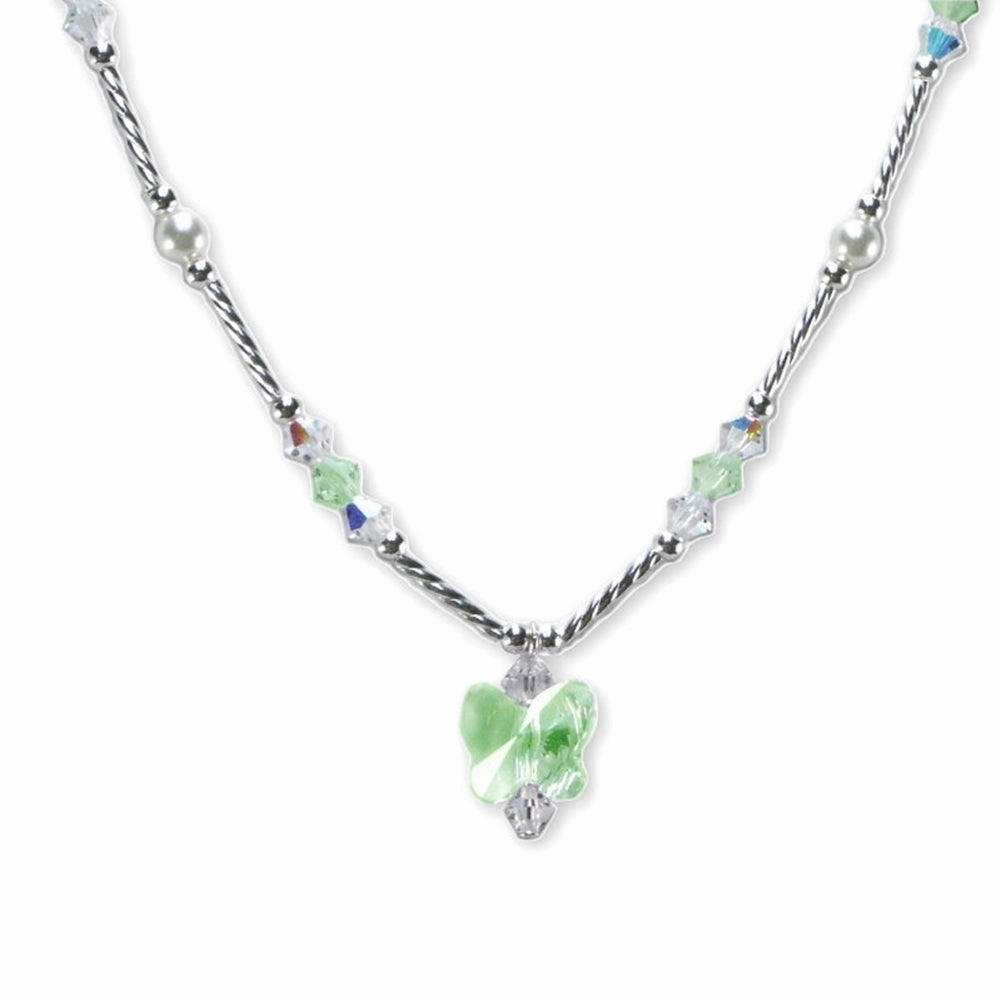 Beautiful Wear Green Butterfly Necklace Made with Swarovski(R) Crystals Sterling Silver
