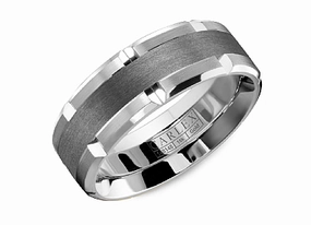 Luxury Finish Shine Distinctive Touch Carlex Textured 7.5mm Wedding Ring in 14K White Gold/Tantalum
