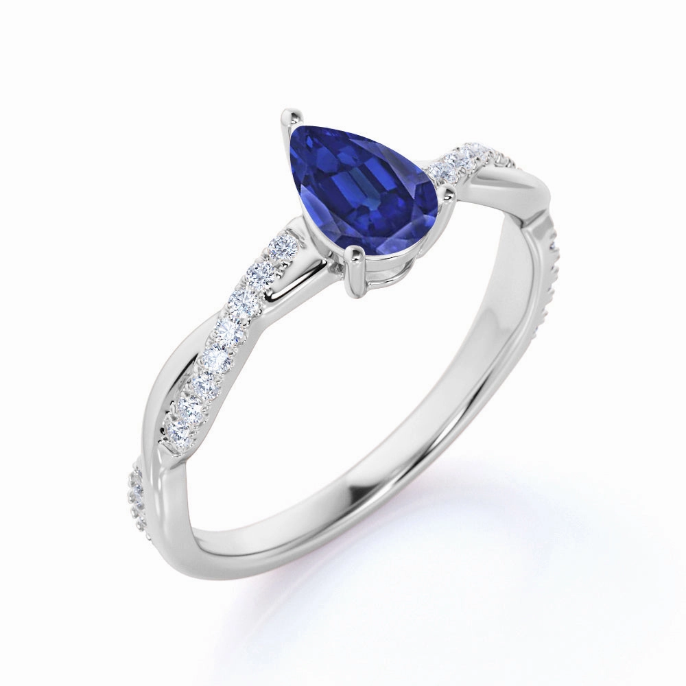 Everyday Fashion Casual Look Infinity 1.15 Ct Pear Cut Lab Sapphire Engagement Ring