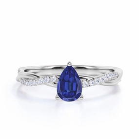 Lasting Memory Travel Accessory Infinity 1.15 Ct Pear Cut Lab Sapphire Engagement Ring