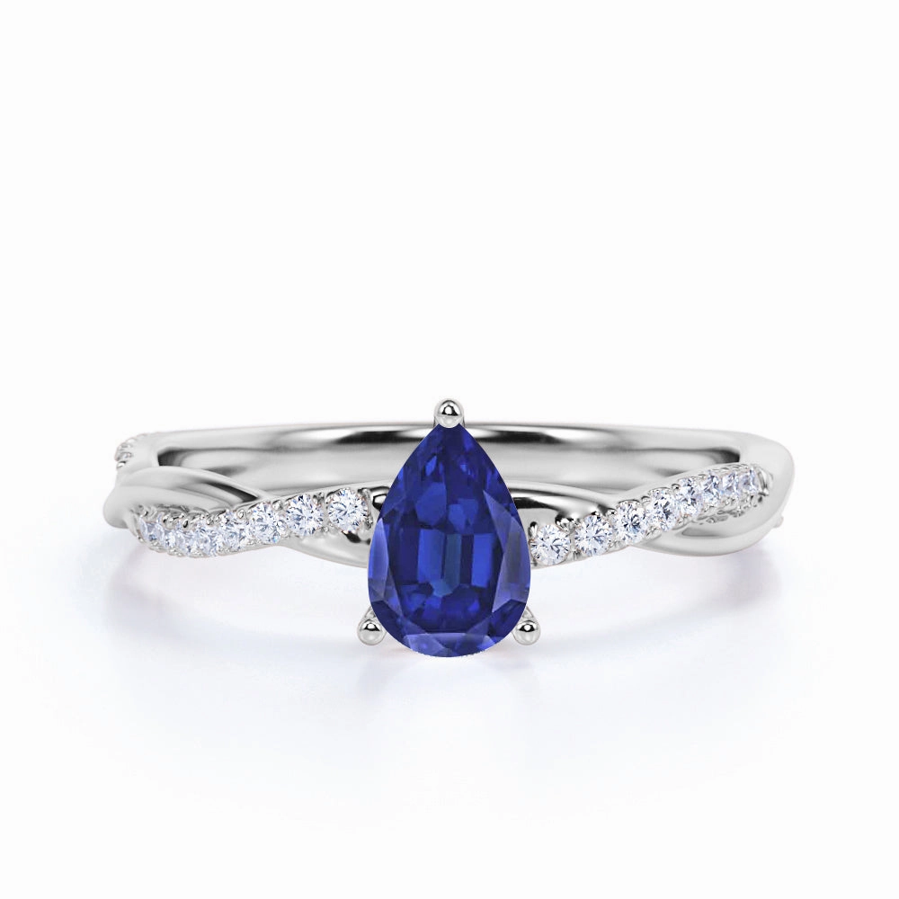 Lasting Memory Travel Accessory Infinity 1.15 Ct Pear Cut Lab Sapphire Engagement Ring
