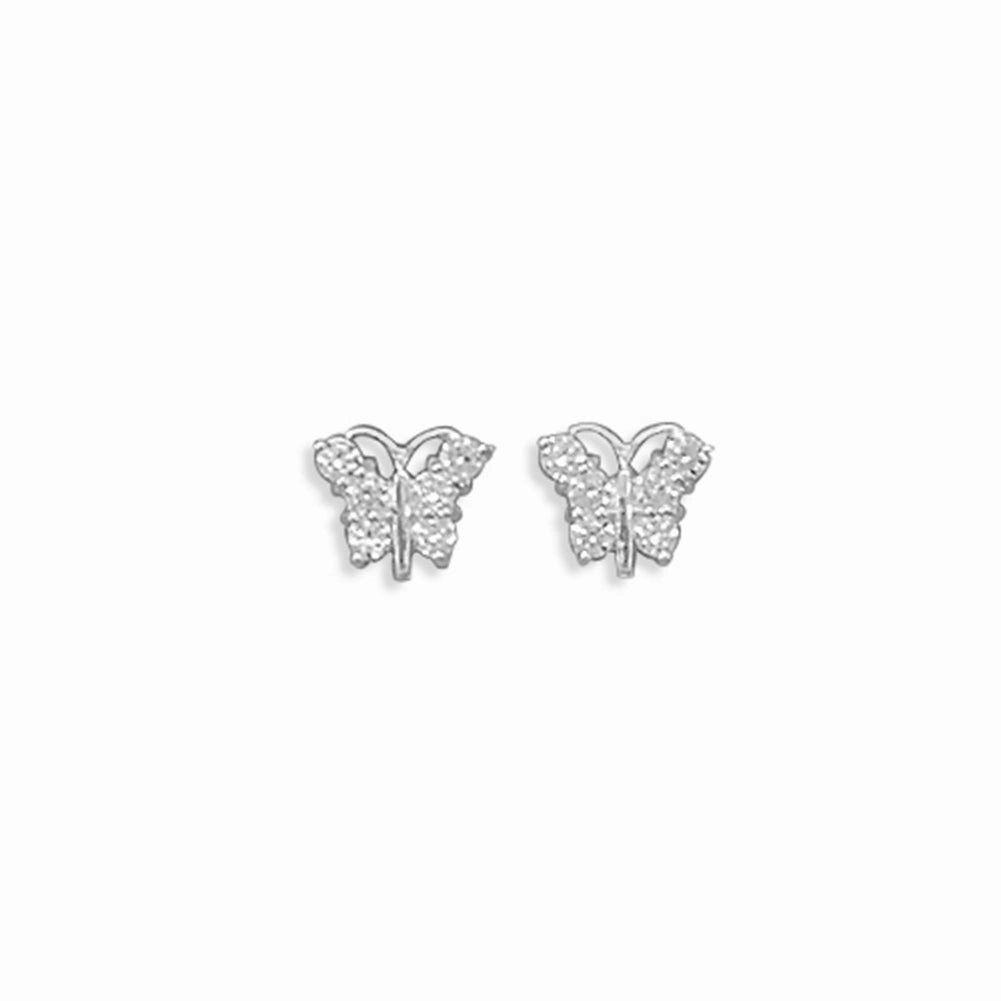 Butterfly Stud Earrings with Sparkling Cubic Zirconia Sterling Silver Bright Accessory
