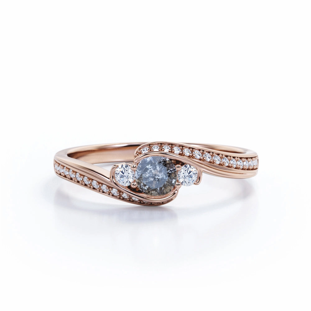 Chic Choice Bypass 1 Ct Round Salt and Pepper Diamond Engagement Ring