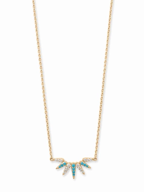 Value Present Turquoise Spike Sunray Necklace with Cubic Zirconia Gold-plated Silver