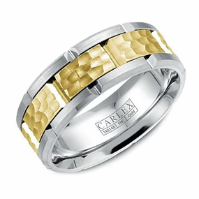 Balanced Highlight Timeless Duo Carlex Carved 7.5mm Wedding Ring in 18K Yellow/White Gold