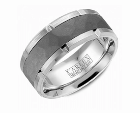 Luxury Vibe Chic Spark Carlex Textured 9mm Wedding Ring in 14K White Gold/Tantalum