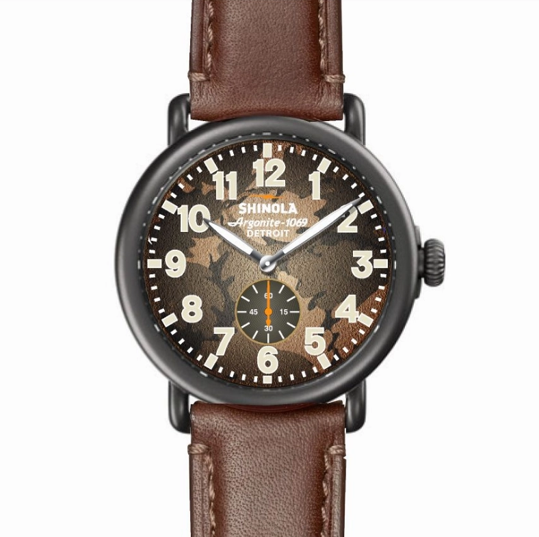 Petite Glam Chic Glam Shinola Watch: Runwell Sub Second 47mm, Teak Leather Strap