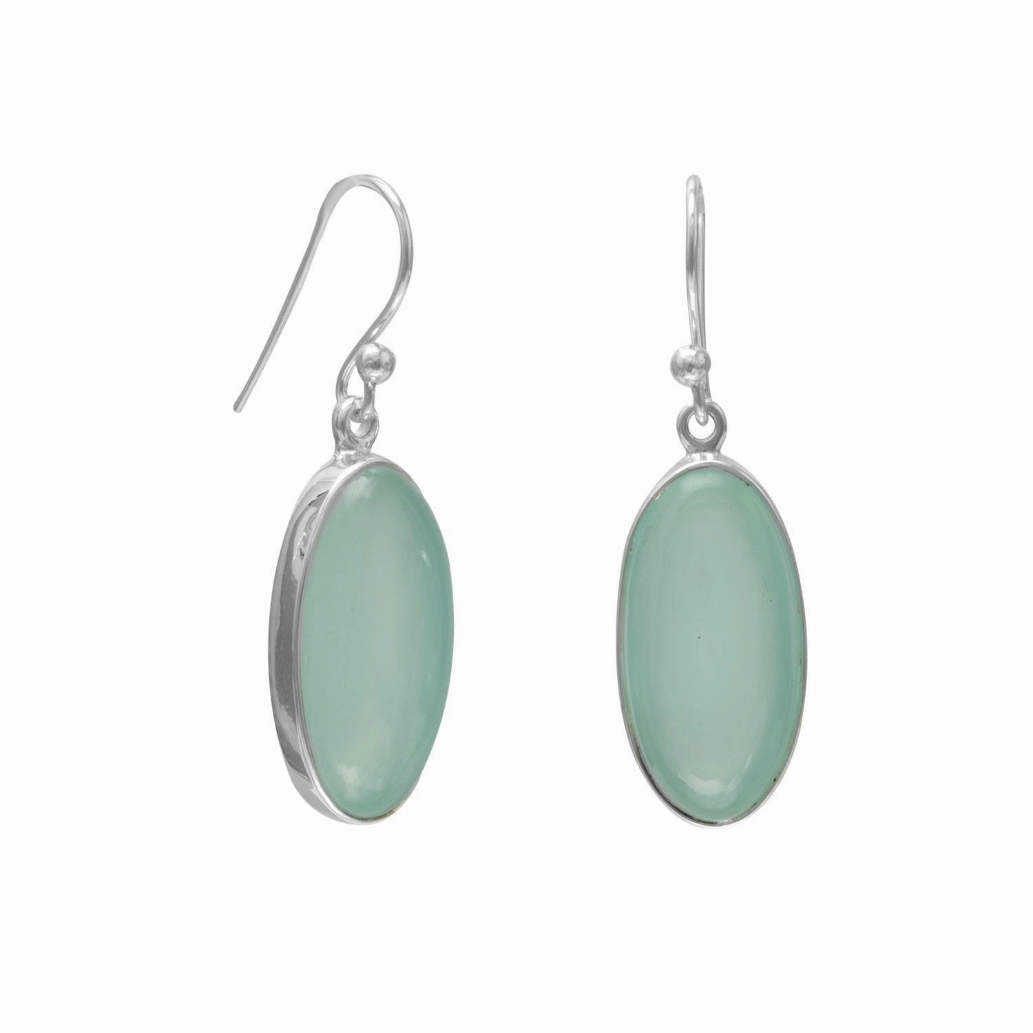Sea Green Chalcedony Gemstone Sterling Silver Earrings Delicate Design Secure Design