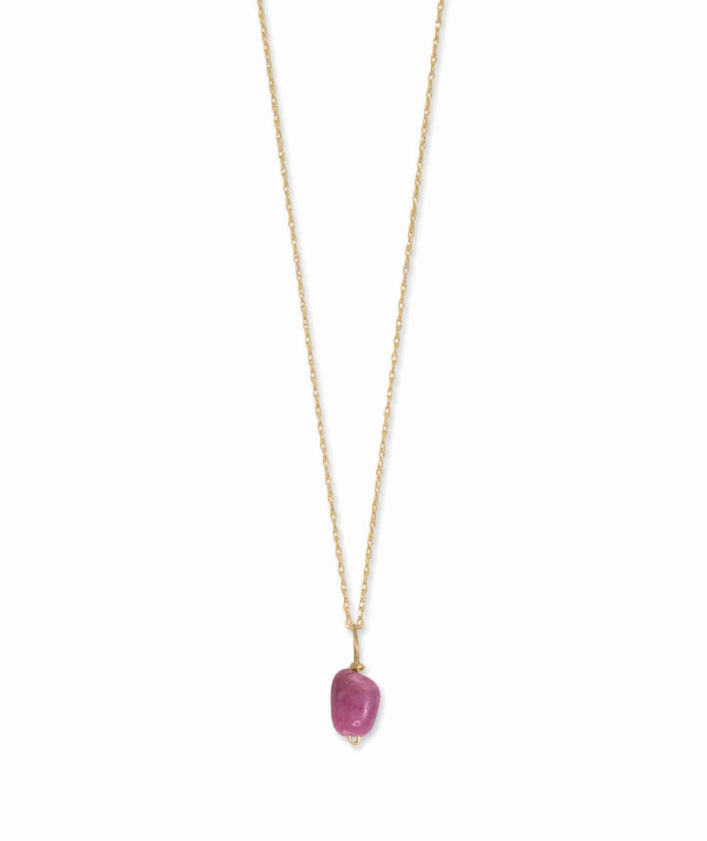 Busy Life 14k Yellow Gold Birthstone Necklace with Ruby - July