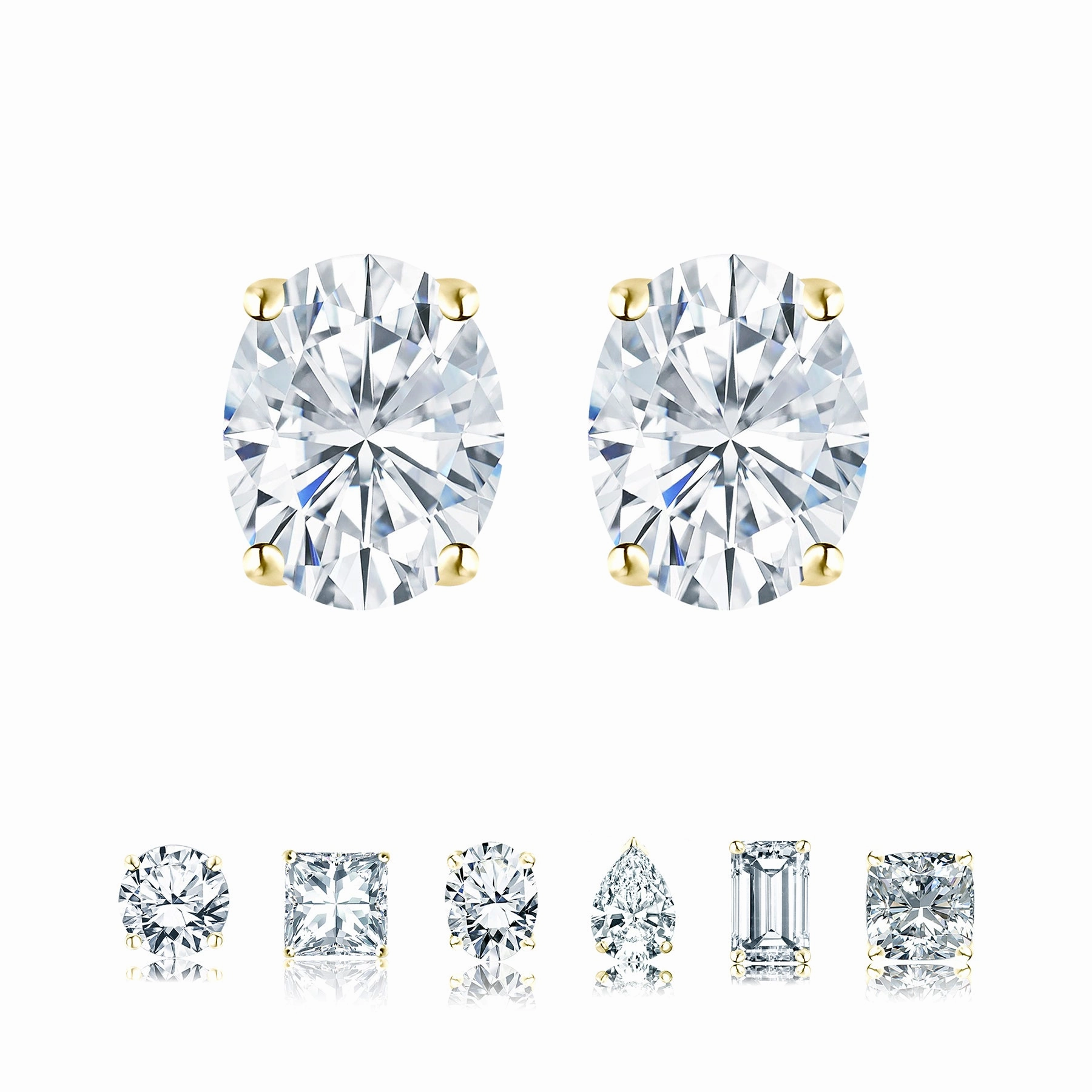 classic accessory Classic Ornament Certified - 1 Carat Ovate Moissanite - 4 Prong Solitaire Stud Earrings - 18K Rose Gold Plating Over Silver