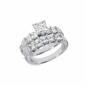 Exquisite Look Channel 1 Ct Princess Cut Diamond Bridal Set