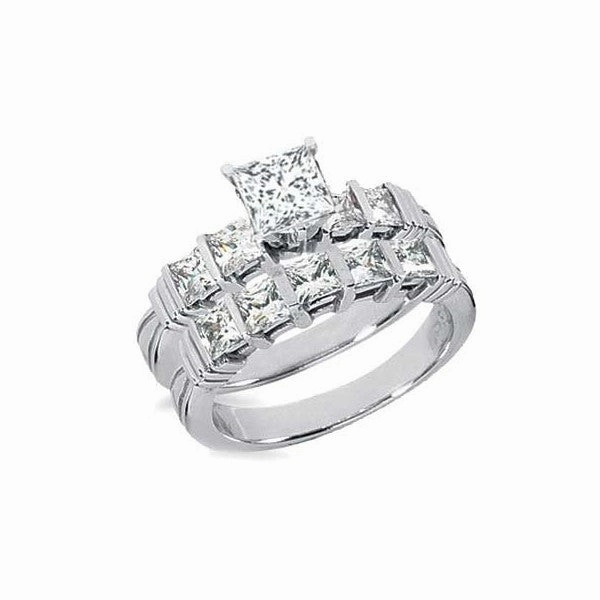 Exquisite Look Channel 1 Ct Princess Cut Diamond Bridal Set