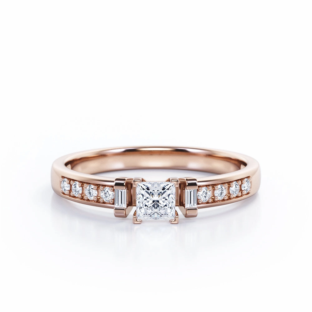 Channel Set 0.50 Ct Princess Cut Diamond Engagement Ring Gift Guide