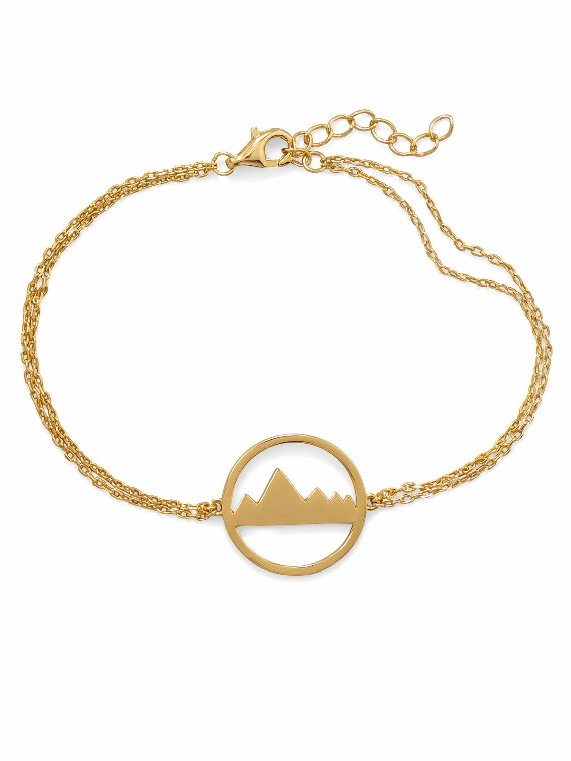 Mountain Range Bracelet Gold-plated Sterling Silver Adjustable Double Layer Chain Familiar Face
