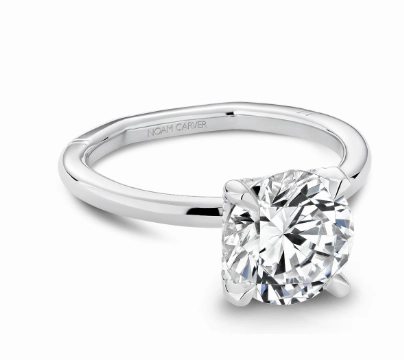 Refined Mood Noam Carver Round Center Solitaire Diamond Engagement Ring Setting in 14K White Gold (.08ctw)