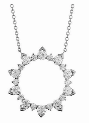 Silky texture Luxe Moment Hearts On Fire 18K White Gold Aerial Eclipse Diamonds Circle Pendant with a 18K White Gold Link Necklace (1.80ctw)