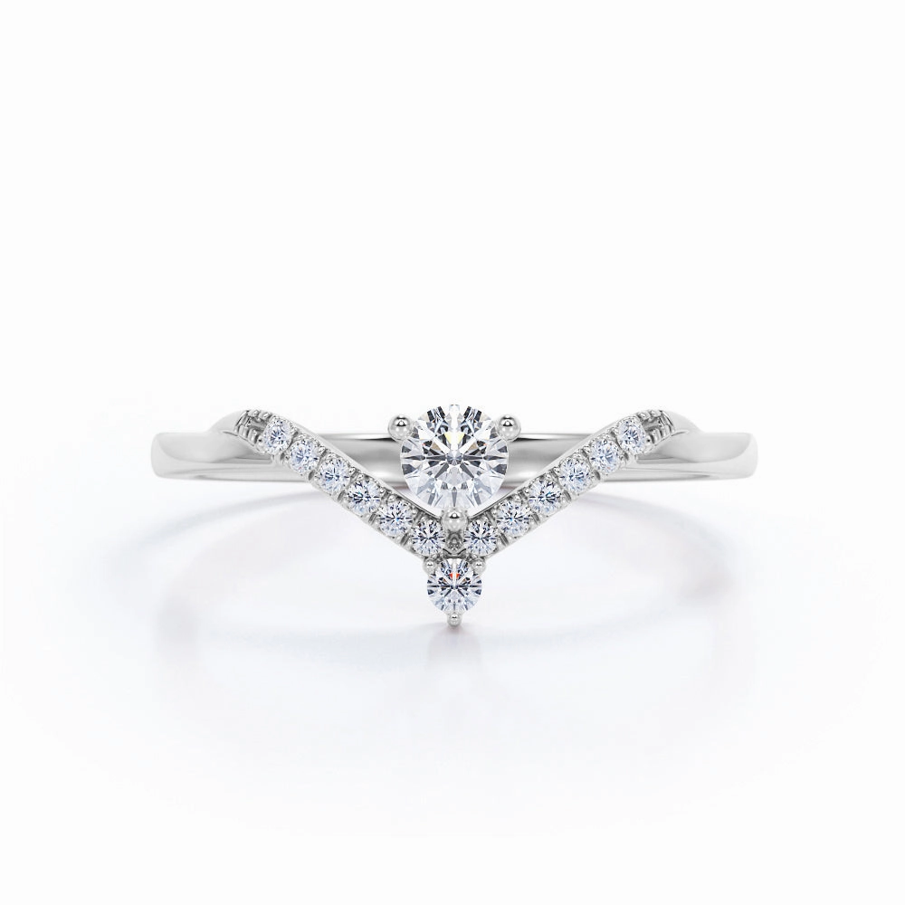 Chevron 0.5 Ct Round Cut Diamond Engagement Ring Artisan Shape