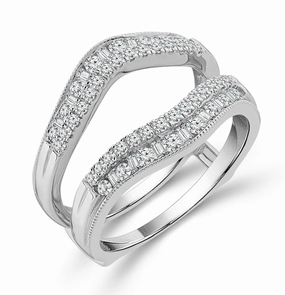 Bremer Jewelry Curved Guard Diamond Wedding Ring in 14K White Gold (0.50ctw) Radiant Embellishments
