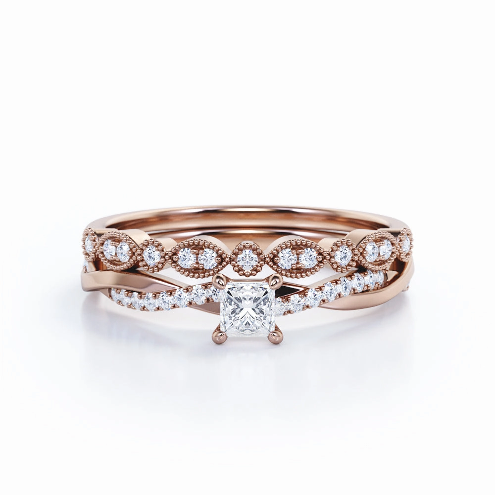 0.50 Ct Princess Cut Diamond Infinity Bridal Set Classic Trinket