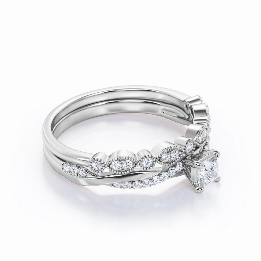0.50 Ct Princess Cut Diamond Infinity Bridal Set Resilient Appearance