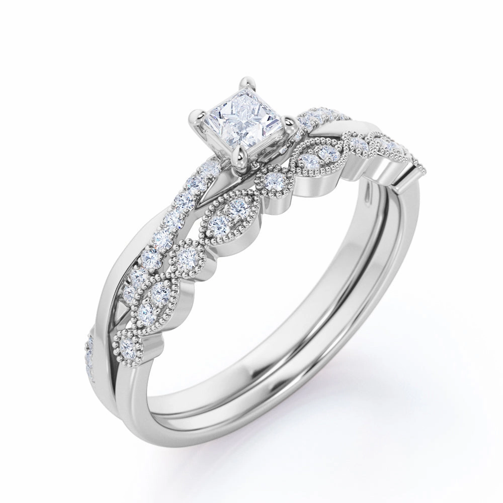 Fashionable Accessory 0.50 Ct Princess Cut Diamond Infinity Bridal Set