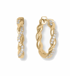Hoop Earrings with Cubic Zirconia Twist Gold-plated Silver Daytime Piece Large Ornament