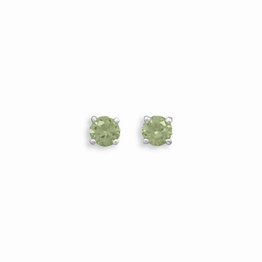 Attractive Embellishment Green Cubic Zirconia Rhodium Stud Post Earrings Nontarnish - August