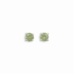 Attractive Embellishment Green Cubic Zirconia Rhodium Stud Post Earrings Nontarnish - August