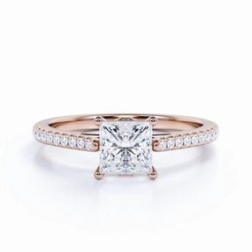 Delicate Creation 1 Ct Princess Cut Diamond Pave Engagement Ring