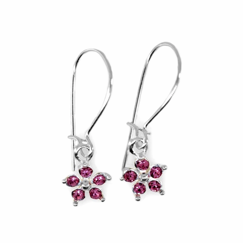 Flower Earrings with Swarovski(R) Crystal Rose Pink Sterling Silver Vibrant Accent Daily Piece