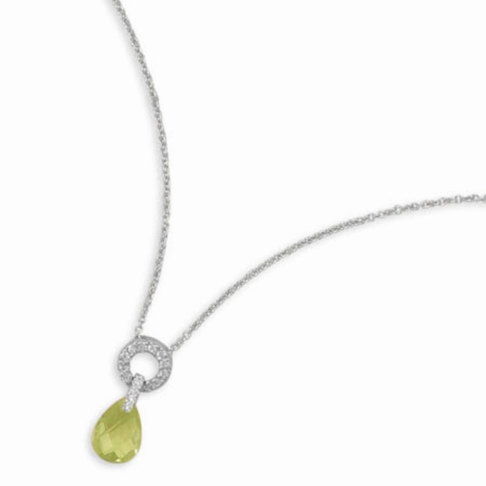 Resilient Jewelry Budget-Friendly Ornament Green Cubic Zirconia Necklace with Pave Circle Sterling Silver
